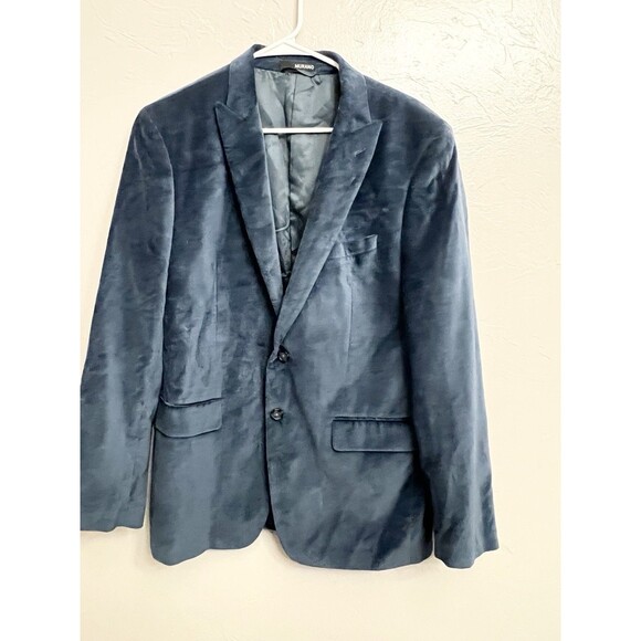 Murano Velvet Blazer Sport Coat 2 Button Jacket Size Large Blue Formal Wedding - Picture 2 of 10